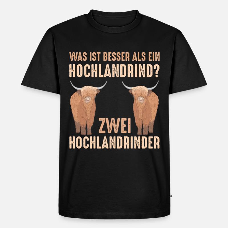 Was ist besser als ein Hochlandrind? Zwei - Männer Premium Bio T-Shirt - Schwarz