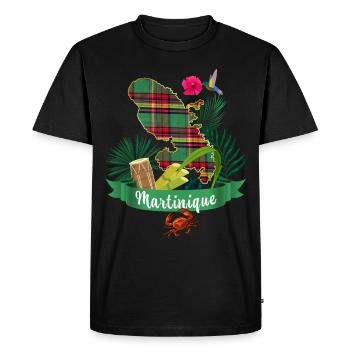 Martinique madras vacances Antilles Françaises - T-shirt Premium bio Homme - noir - Devant - Nico (187cm)