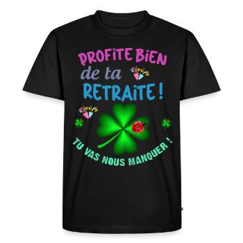 Profite bien de ta retraite Départ Collègue - T-shirt Premium bio Homme - noir - Devant - Nico (187cm)