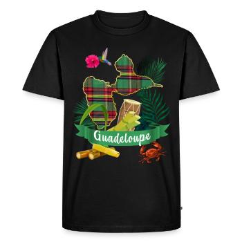 Gwada Guadeloupe Madras Tropicale Colibri - T-shirt Premium bio Homme - noir - Devant - Nico (187cm)