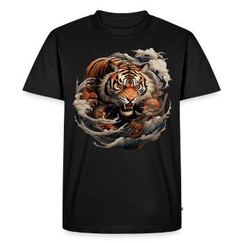 Tigre asiatique traditionnel - T-shirt Premium bio Homme - noir - Devant - Nico (187cm)
