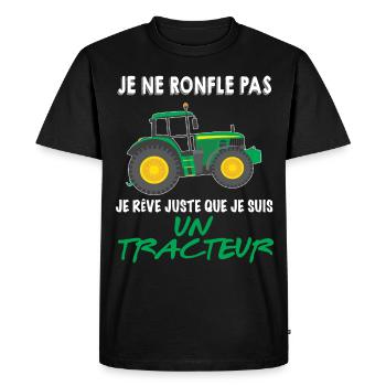 Tracteur Ronfleur Cauchemar Des Femmes - T-shirt Premium bio Homme - noir - Devant - Nico (187cm)