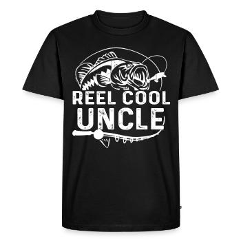 Reel Cool Uncle Fishing Daddy Fathers Day Dad Gift - Men's Premium Organic T-Shirt - black - Front - Nico (187cm)
