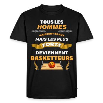 Homme fort basketteur idée cadeau humour basket - T-shirt Premium bio Homme - noir - Devant - Nico (187cm)
