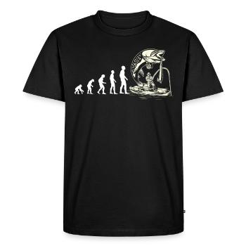 Evolution canot pêcheur blanc - T-shirt Premium bio Homme - noir - Devant - Nico (187cm)