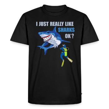Divers Sharks Dive Sharks Diver Gifts Shirt - Men's Premium Organic T-Shirt - black - Front - Nico (187cm)