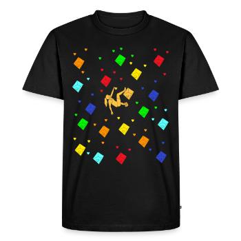 Escalade bouldering alpinisme femme grimpeur - T-shirt Premium bio Homme - noir - Devant - Nico (187cm)