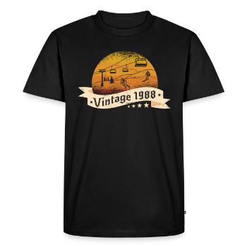 Skieur Remontée mécanique né en 1988 Anniversaire - T-shirt Premium bio Homme - noir - Devant - Nico (187cm)