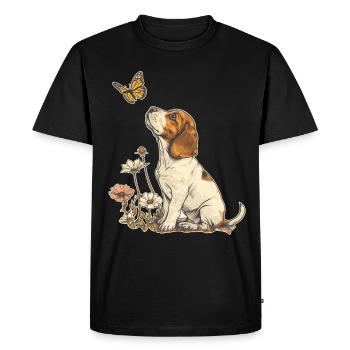 Beagle and Butterfly - Men's Premium Organic T-Shirt - black - Front - Nico (187cm)