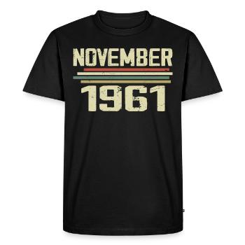 Millésime Novembre 1961 vintage rétro Novembre 1961 - T-shirt Premium bio Homme - noir - Devant - Nico (187cm)