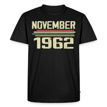 Millésime Novembre 1962 Vintage Rétro Novembre 1962 - T-shirt Premium bio Homme - noir - Devant - Nico (187cm)
