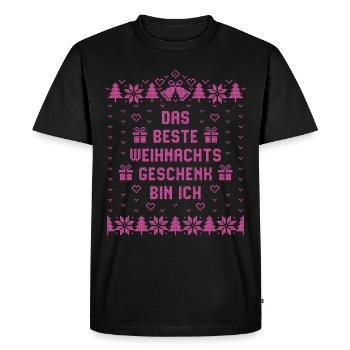 Das beste Weihnachtsgeschenk bin ich - Weihnachten - Männer Premium Bio T-Shirt - Schwarz - Vorne - Nico (187cm)