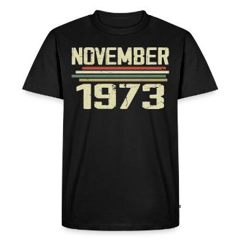 Millésime Novembre 1973 Vintage Rétro Novembre 1973 - T-shirt Premium bio Homme - noir - Devant - Nico (187cm)