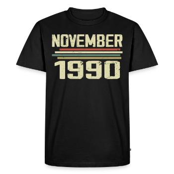 Millésime Novembre 1990 Vintage Rétro Novembre 1990 - T-shirt Premium bio Homme - noir - Devant - Nico (187cm)