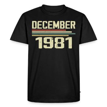 Décembre 1981 Vintage Vintage Rétro Anniversaire - T-shirt Premium bio Homme - noir - Devant - Nico (187cm)