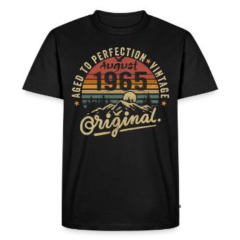 Anniversaire 1965 Millésime Août 1965 Cadeau 1965 - T-shirt Premium bio Homme - noir - Devant - Nico (187cm)