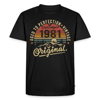 Septembre 1981 Anniversaire Septembre 1981 Septembre - T-shirt Premium bio Homme - noir - Devant - Nico (187cm)