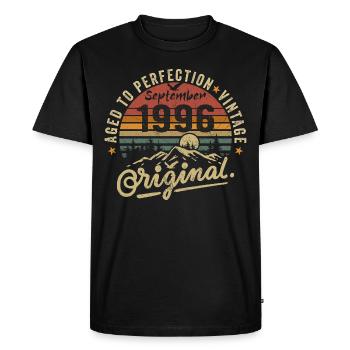 Septembre 1996 Anniversaire Septembre 1996 Septembre - T-shirt Premium bio Homme - noir - Devant - Nico (187cm)