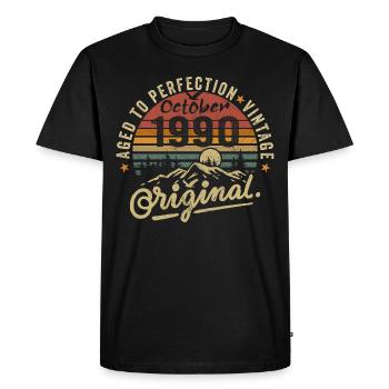1990 Born in october 1990 Born in october 1990 - Men's Premium Organic T-Shirt - black - Front - Nico (187cm)