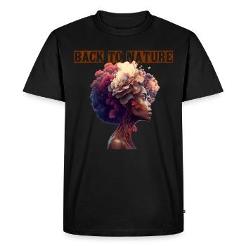 Cadeau Retour à la nature de la tête de femme épanouie - T-shirt Premium bio Homme - noir - Devant - Nico (187cm)