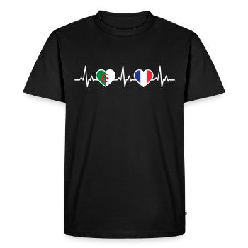France Heartbeat Algérie - T-shirt Premium bio Homme - noir - Devant - Nico (187cm)