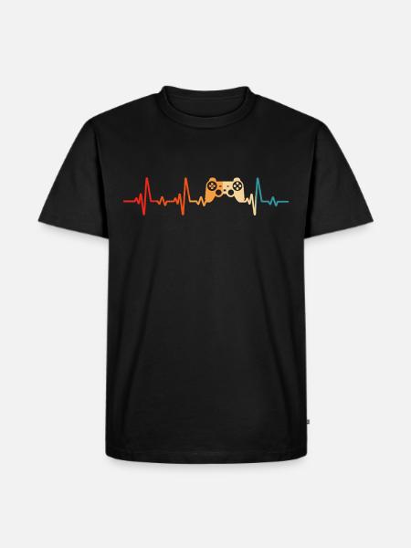 gamer gamer heartbeat console - Men's Premium Organic T-Shirt - black