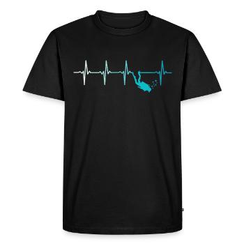 Diving Heartbeat Retro Diver - Men's Premium Organic T-Shirt - black - Front - Nico (187cm)