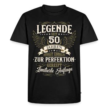 50 Anniversaire Légende Anniversaire Dire 50 Ans - T-shirt Premium bio Homme - noir - Devant - Nico (187cm)