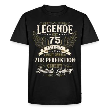 75. Geburtstag Legende Geburtstagsspruch 75 Jahre - Männer Premium Bio T-Shirt - Schwarz - Vorne - Nico (187cm)