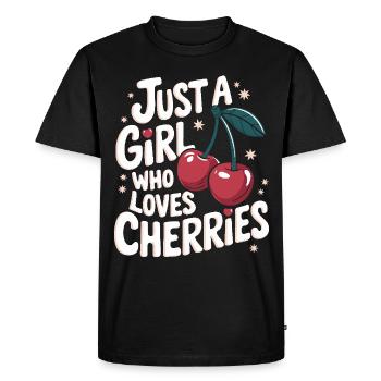 Cherries Cherries Fruits Food - Men's Premium Organic T-Shirt - black - Front - Nico (187cm)