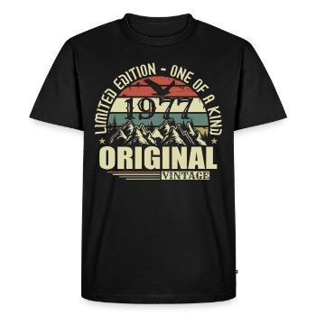 Original 1977 Vintage Rétro Vintage 1977 Né - T-shirt Premium bio Homme - noir - Devant - Nico (187cm)
