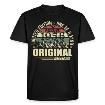 Août 1956 anniversaire août 1956 millésime août - T-shirt Premium bio Homme - noir - Devant - Nico (187cm)