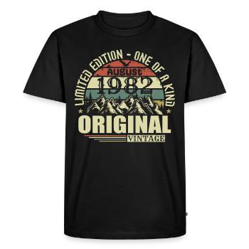 Août 1982 Anniversaire Août 1982 Millésime Août - T-shirt Premium bio Homme - noir - Devant - Nico (187cm)