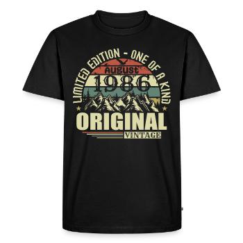 Août 1986 Anniversaire Août 1986 Millésime Août - T-shirt Premium bio Homme - noir - Devant - Nico (187cm)