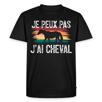 Je peux pas J'ai cheval. Cadeau chevalier. - T-shirt Premium bio Homme - noir - Devant - Nico (187cm)