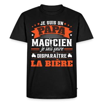 Je Suis Un Papa Magicien | Fête des Pères | Père - T-shirt Premium bio Homme - noir - Devant - Nico (187cm)