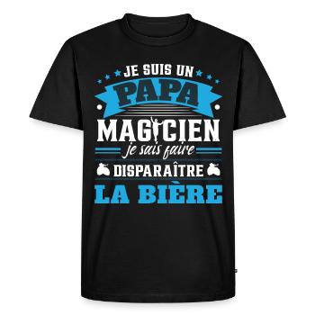 Je Suis Un Papa Magicien - T-shirt Premium bio Homme - noir - Devant - Nico (187cm)