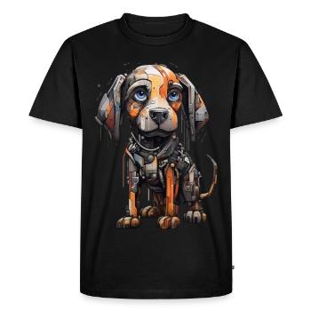 Cyber Pup: tech streetwear for puppies - Men's Premium Organic T-Shirt - black - Front - Nico (187cm)
