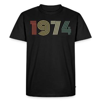 1974 Anniversaire Millésime 1974 Cadeau 1974 - T-shirt Premium bio Homme - noir - Devant - Nico (187cm)