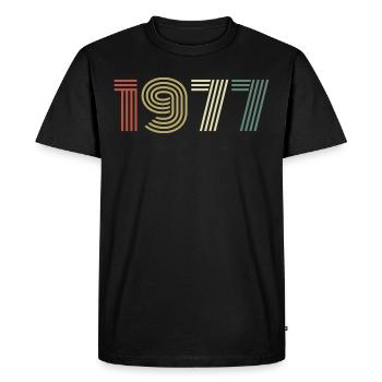1977 Anniversaire Millésime 1977 Cadeau 1977 - T-shirt Premium bio Homme - noir - Devant - Nico (187cm)