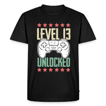 Niveau 13 13e anniversaire d'adolescent débloqué - T-shirt Premium bio Homme - noir - Devant - Nico (187cm)