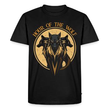 Loup à trois têtes Fantasy Art – L’Heure du Loup - T-shirt Premium bio Homme - noir - Devant - Nico (187cm)