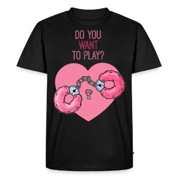 Bondage plush handcuffs fetish sex toys - Men's Premium Organic T-Shirt - black - Front - Nico (187cm)