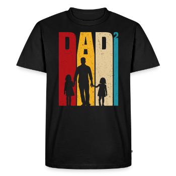 Father of two daughters gift dad daughters - Men's Premium Organic T-Shirt - black - Front - Nico (187cm)
