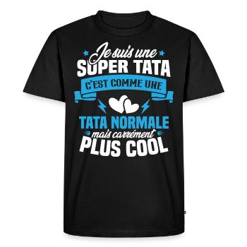 Je suis une super tata, humour cadeau tata - T-shirt Premium bio Homme - noir - Devant - Nico (187cm)