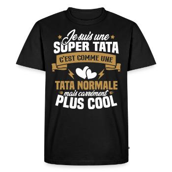 Je suis une super tata, humour cadeau tata - T-shirt Premium bio Homme - noir - Devant - Nico (187cm)