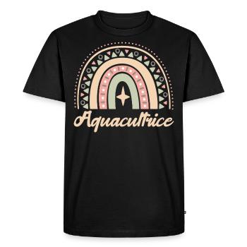 Cadeau Aquacultrice. Boho Rainbow aquacultrice. - T-shirt Premium bio Homme - noir - Devant - Nico (187cm)