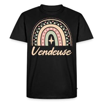 Cadeau Vendeuse. Boho Rainbow vendeuse. - T-shirt Premium bio Homme - noir - Devant - Nico (187cm)