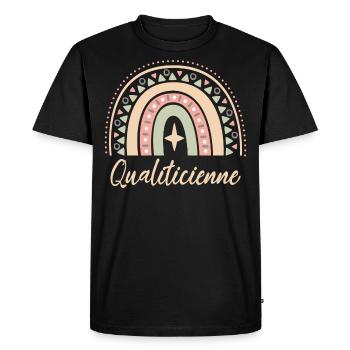 Cadeau Qualiticienne. Boho Rainbow qualiticienne. - T-shirt Premium bio Homme - noir - Devant - Nico (187cm)