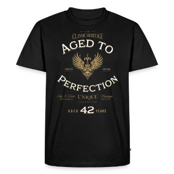 Aged to Perfection 42 Years Birthday Gift - Men's Premium Organic T-Shirt - black - Front - Nico (187cm)